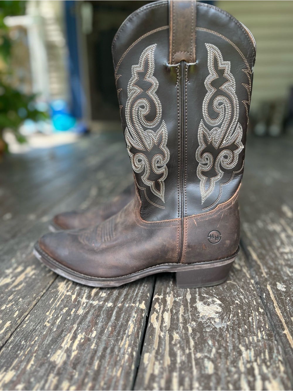 Men's Double H Size 9.5 D Brown Leather Western Cowboy Boots